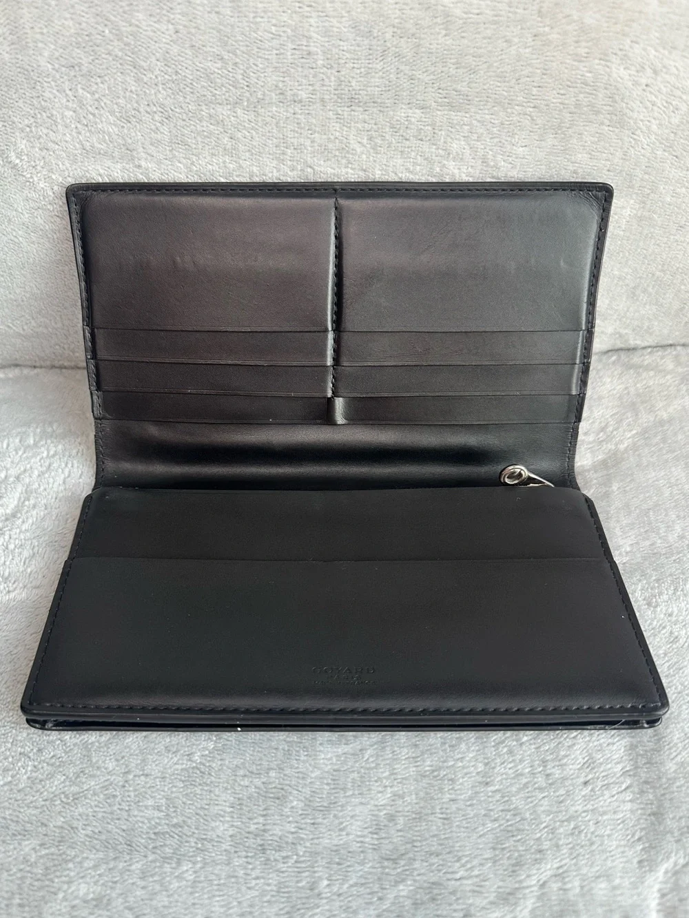 Goyard Black Goyardine Long Bifold Wallet Yellow Interior Made in France COA